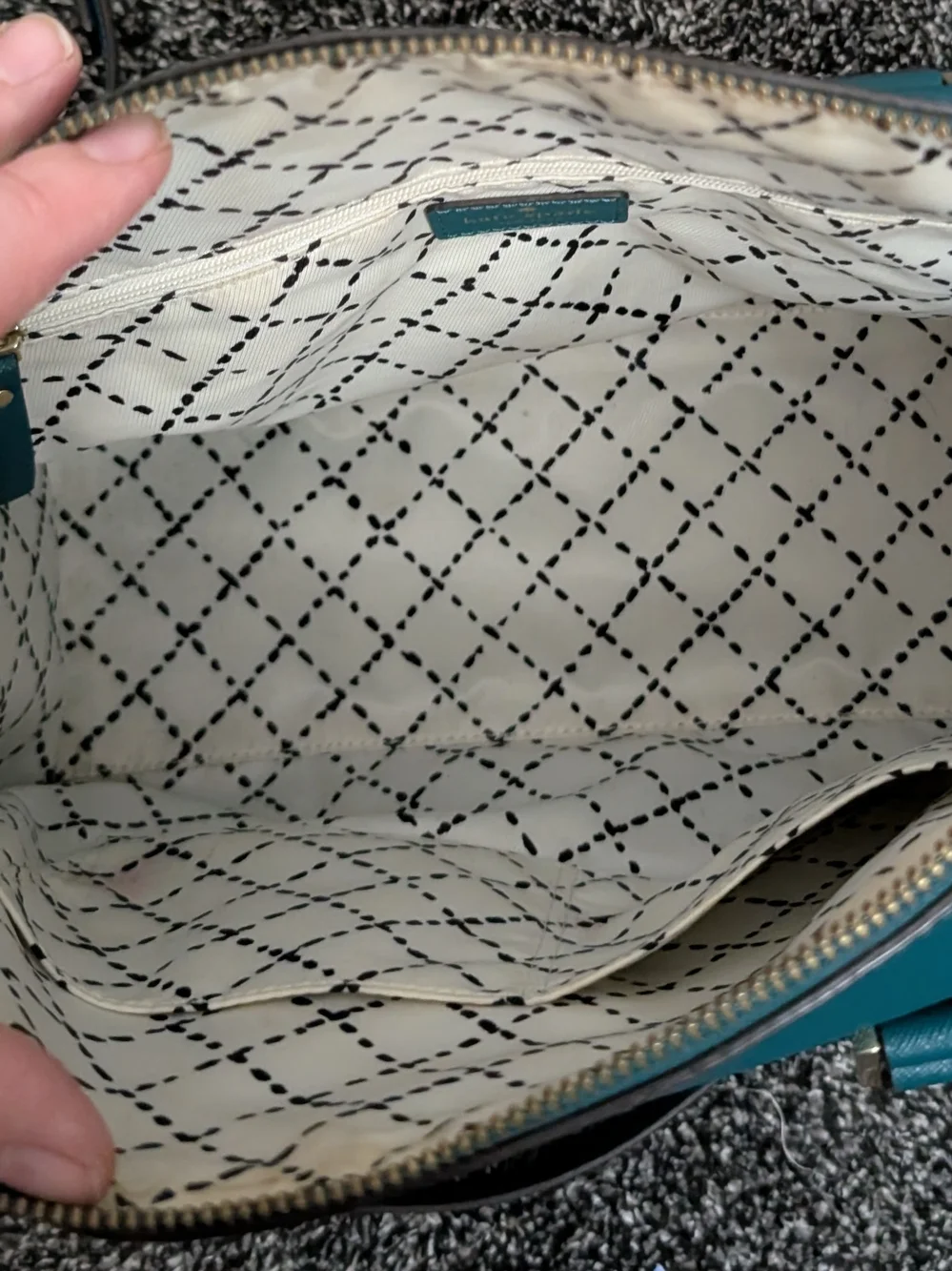 kate spade deep teal dome satchel with gold-tone accents
